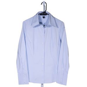 Express Women's Blouse Button Up Blue Stretch Long Sleeve Dress Shirt Top Size 8